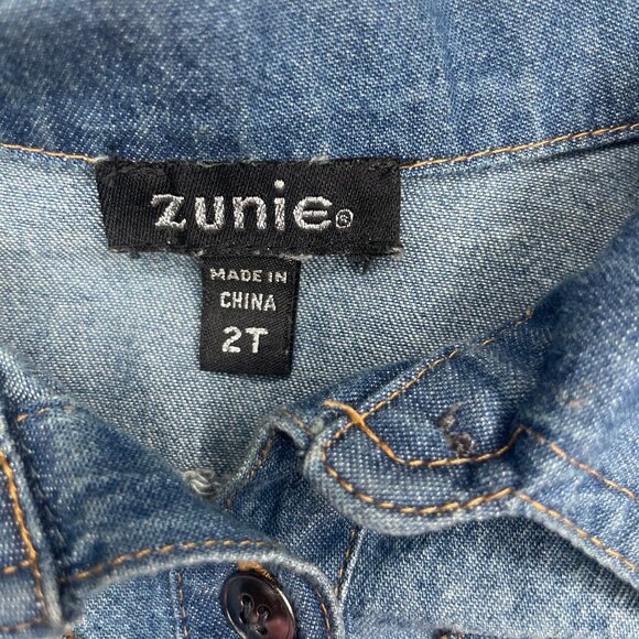 Zunie Girls Cotton Blend Denim & Pink Glitter Unicorn Tutu Dress - 2T - Picture 9 of 11